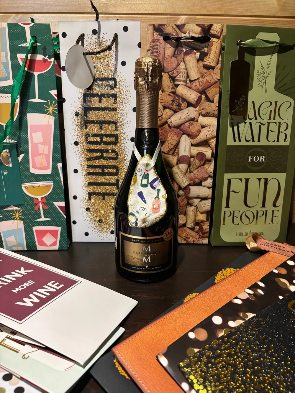 Handmade champagne decoupage shell ornament